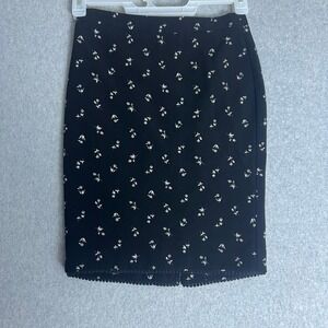 NWT $89.00 Ann Taylor Women's Petite Floral Pencil Skirt‎ Black Office Size 00P